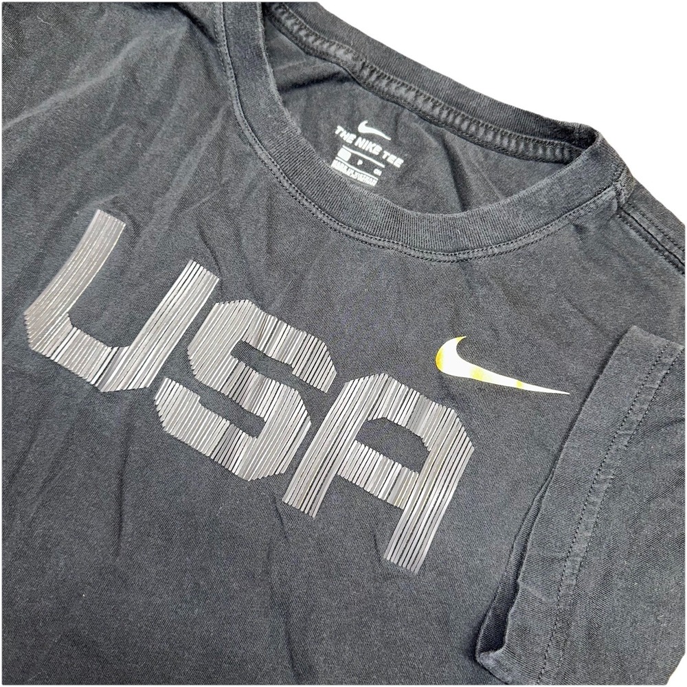 Nike Team USA Olympic Crop Top Black Organic Cotton Short Sleeve Shirt Women's S